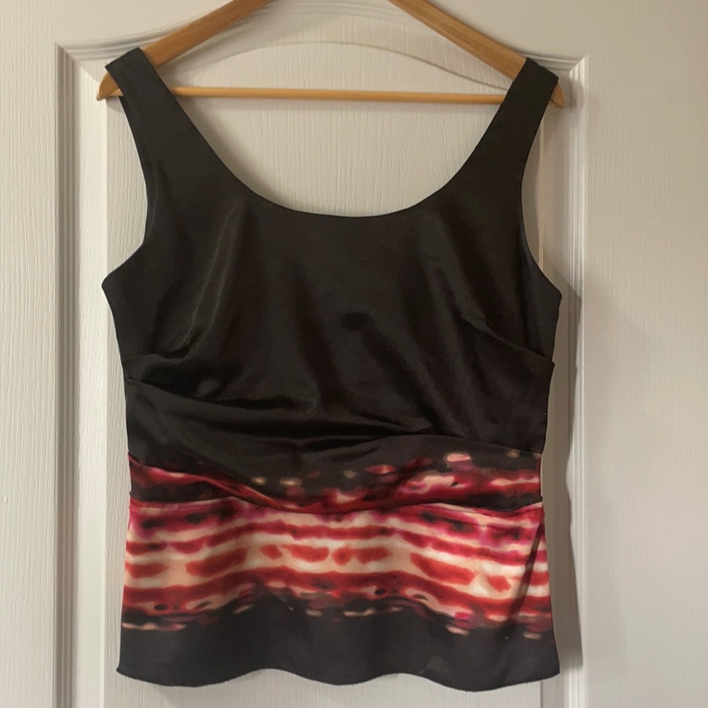 Tahari Satin Tank with Tie-Dye Detail